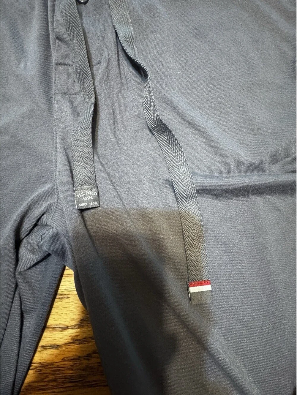 U.S. Polo Assn Pajama Pants Mens L Gray Solid Drawstring Logo Lightweight